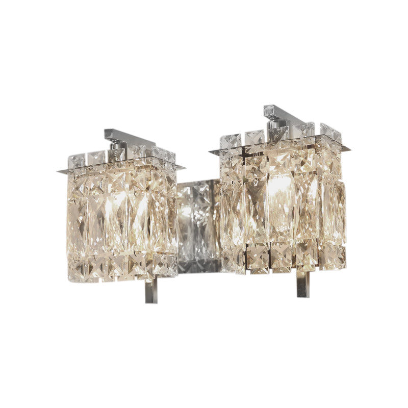 Kristal rechthoek muurlicht modern 1/2/3 lichten spoelige montage muur sconce in chroom/gouden woonkamer