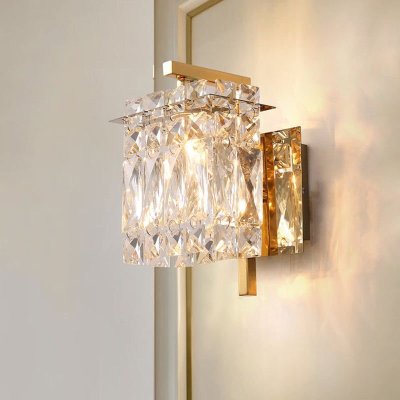 Kristal rechthoek muurlicht modern 1/2/3 lichten spoelige montage muur sconce in chroom/gouden woonkamer