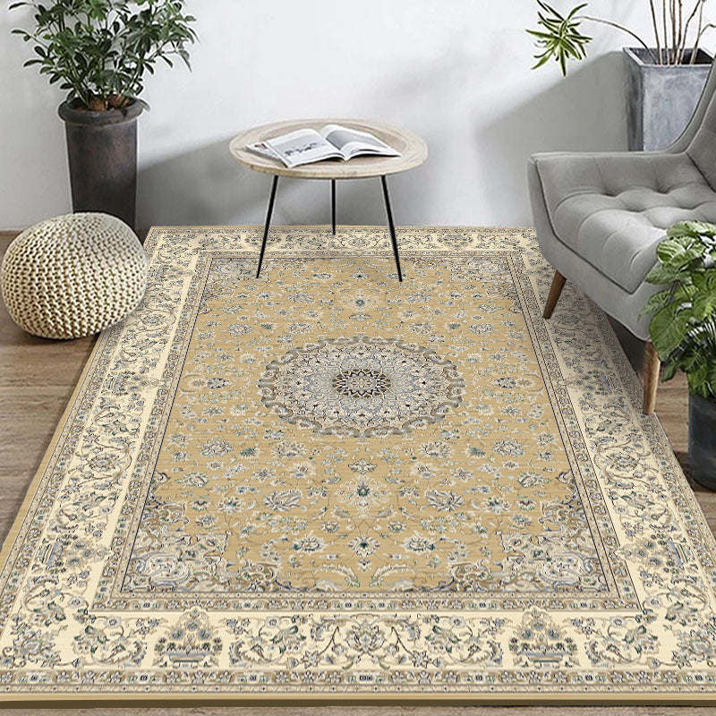 Bohemian Home Area Rug Multi Colored Print Rug Polypropylene Non-Slip Washable Stain Resistant Indoor Rug