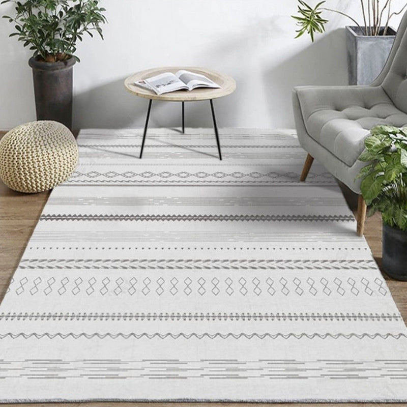 Bohemian Home Area Rug Multi Colored Print Rug Polypropylene Non-Slip Washable Stain Resistant Indoor Rug