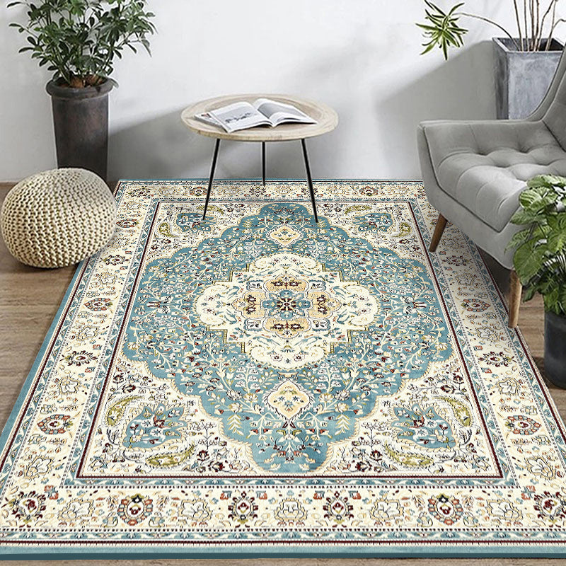 Bohemian Home Area Rug Multi Colored Print Rug Polypropylene Non-Slip Washable Stain Resistant Indoor Rug