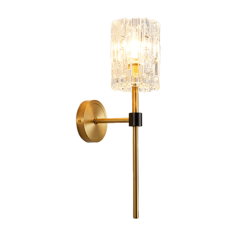 Crystal Cilindrical Wall Sconce Minimalismo 1/2 Luci Brass Sconce Light Segne per soggiorno