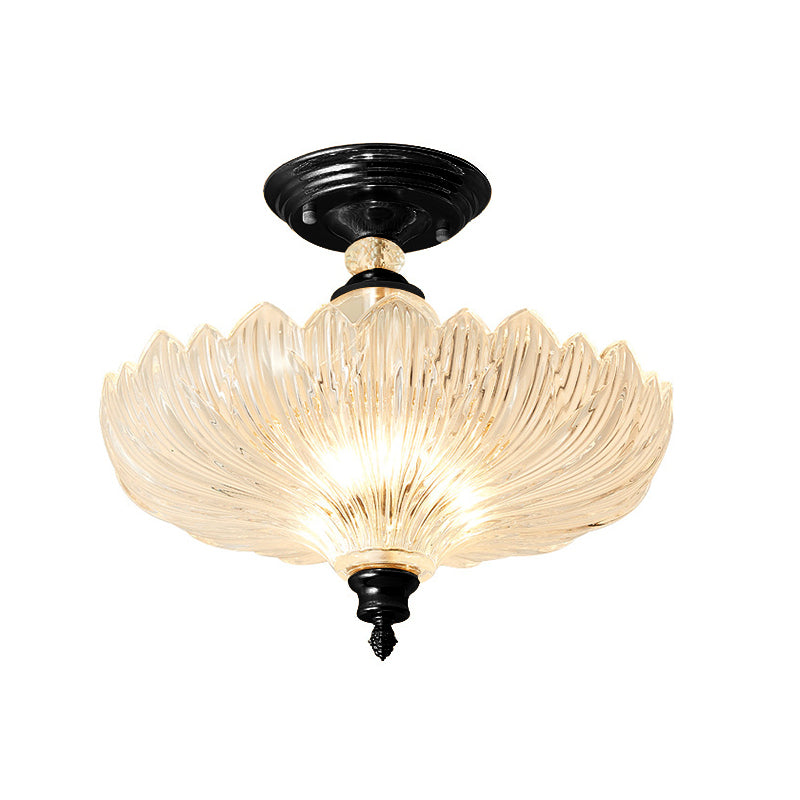 Zwart/goud 3 lampenplafond mount traditioneel kristal geschept semi-flush licht voor eetkamer, 12 "/16" breed