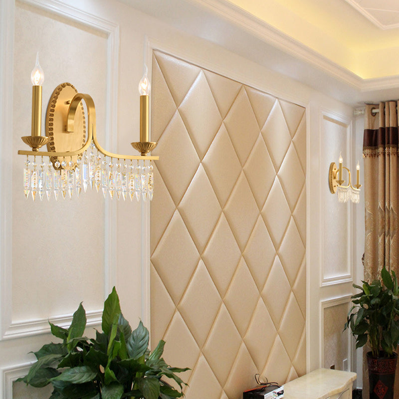 Lampada candela in ottone Light Aibrowture retrò 2 luci in cristallo montato con braccio metallico