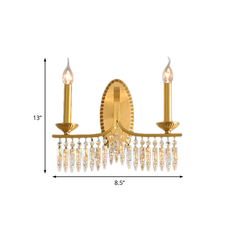 Lampada candela in ottone Light Aibrowture retrò 2 luci in cristallo montato con braccio metallico