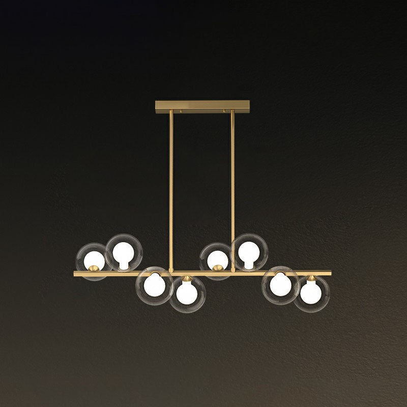 Postmodern LED Island Light Aymage Bubbles Pendant Lampe avec une teinte en verre transparent et blanche