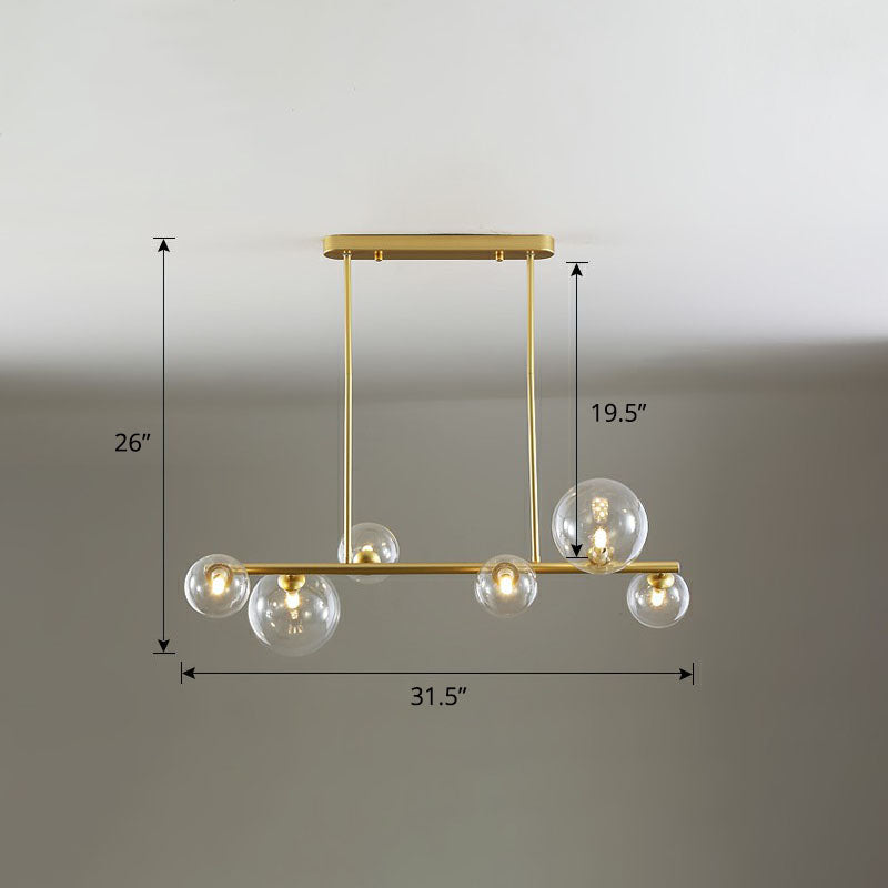 Clear Glass Bubbles Island Lamp Contemporary Hanging Ceiling Light for Dining Room