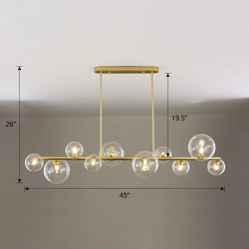 Clear Glass Bubbles Island Lamp Contemporary Hanging Ceiling Light for Dining Room