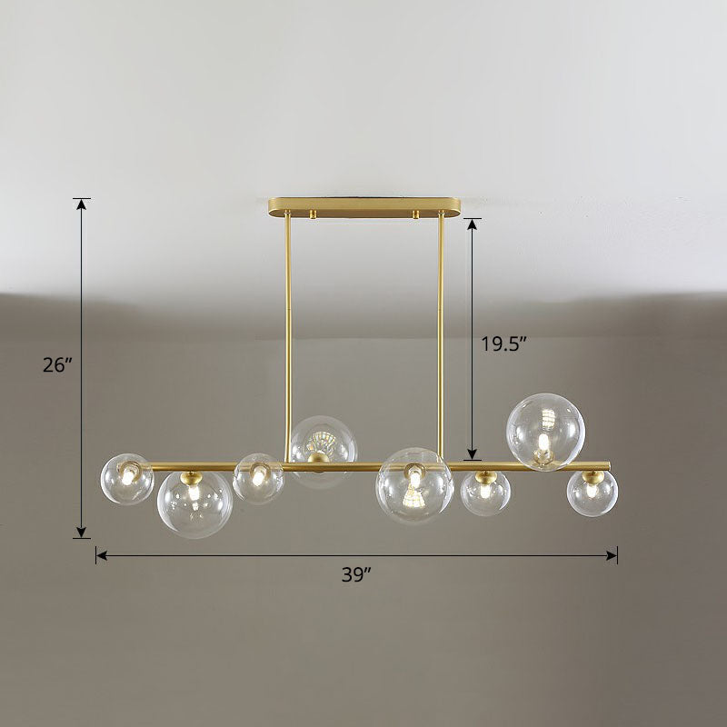 Clear Glass Bubbles Island Lamp Contemporary Hanging Ceiling Light for Dining Room