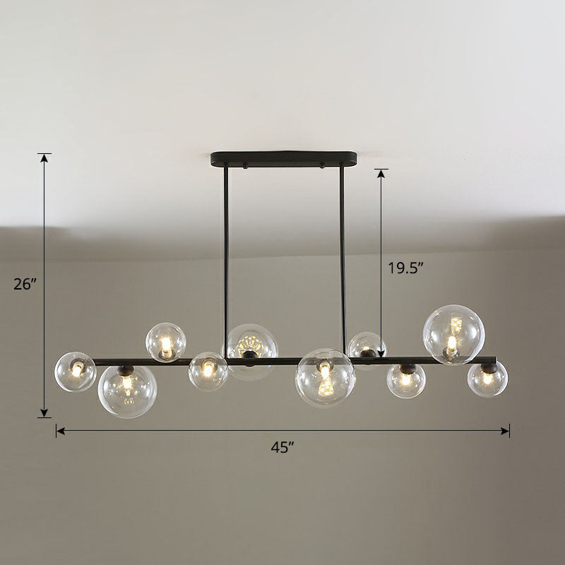 Clear Glass Bubbles Island Lamp Contemporary Hanging Ceiling Light for Dining Room