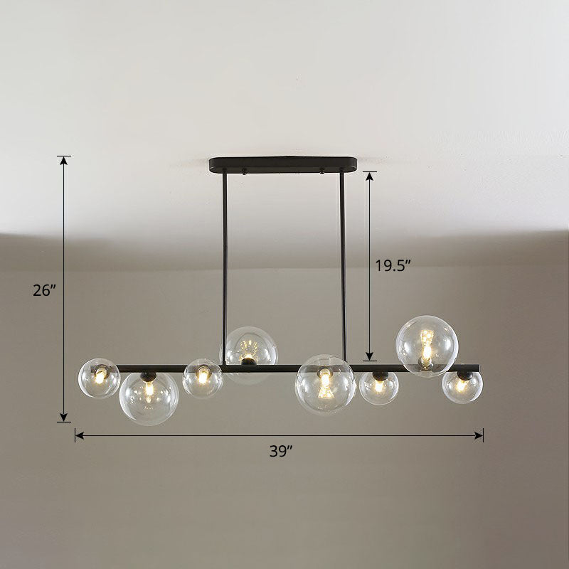 Clear Glass Bubbles Island Lamp Contemporary Hanging Ceiling Light for Dining Room