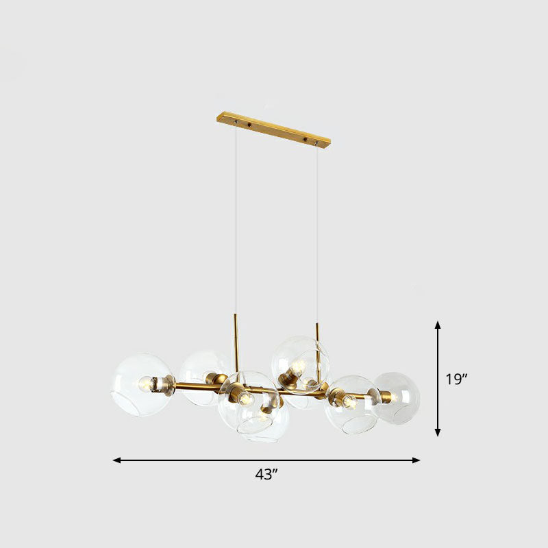 Postmodern 8-Head Island Pendant Global Hanging Light with Glass Shade for Dining Room