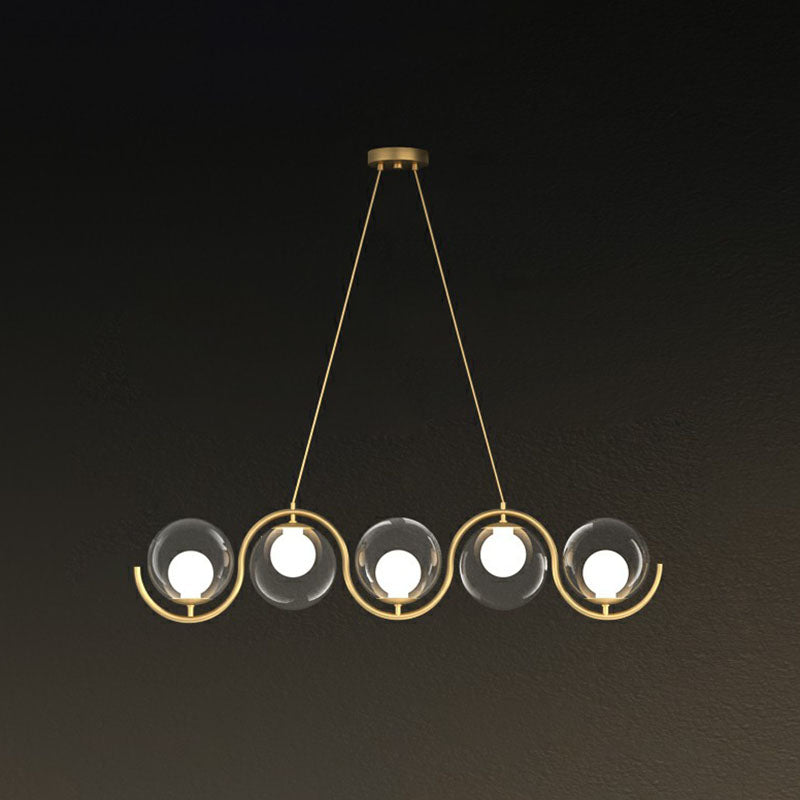 Luminaire métallique ondulé lampe suspendue postmoderne avec une teinte en verre à billes