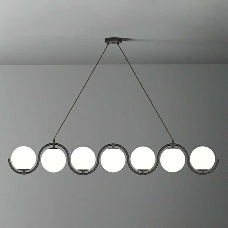 Luminaire métallique ondulé lampe suspendue postmoderne avec une teinte en verre à billes
