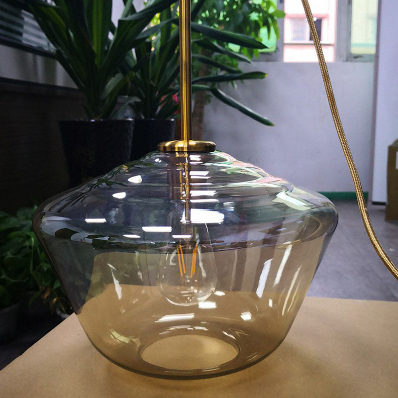 Gold Diamond Shaped Multi-Pendant Postmodern 3 Bulbs Blown Glass Hanging Ceiling Light