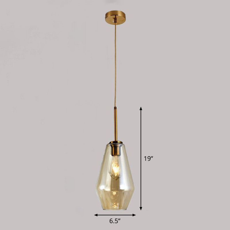 Gold Diamond Shaped Multi-Pendant Postmodern 3 Bulbs Blown Glass Hanging Ceiling Light