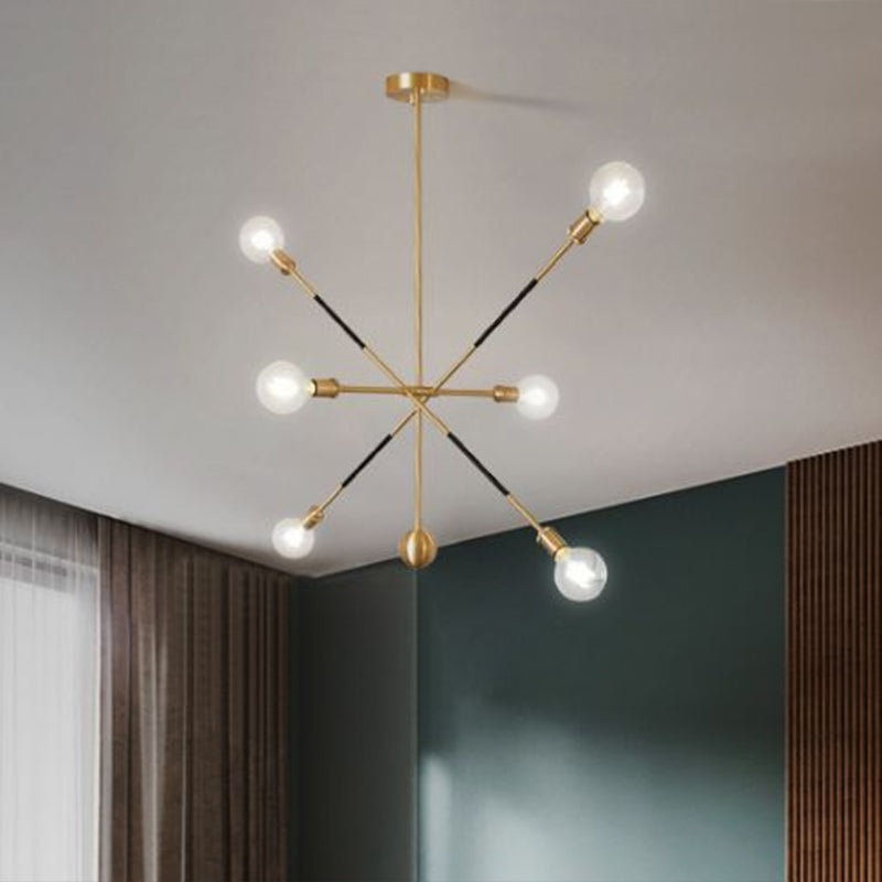 Lampadario nera e oro a scoppio minimalismo 6 luci lampada a sospensione metallica con design regolabile