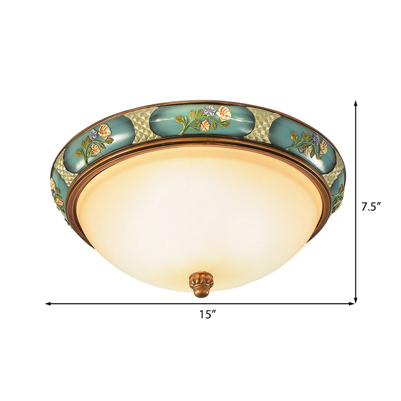 3 Luci Flushmonte Lighting Piatto Tradizionale A Forma Di Vetro Soffiato in bronzo per Corridore, 15 "/19" Wide