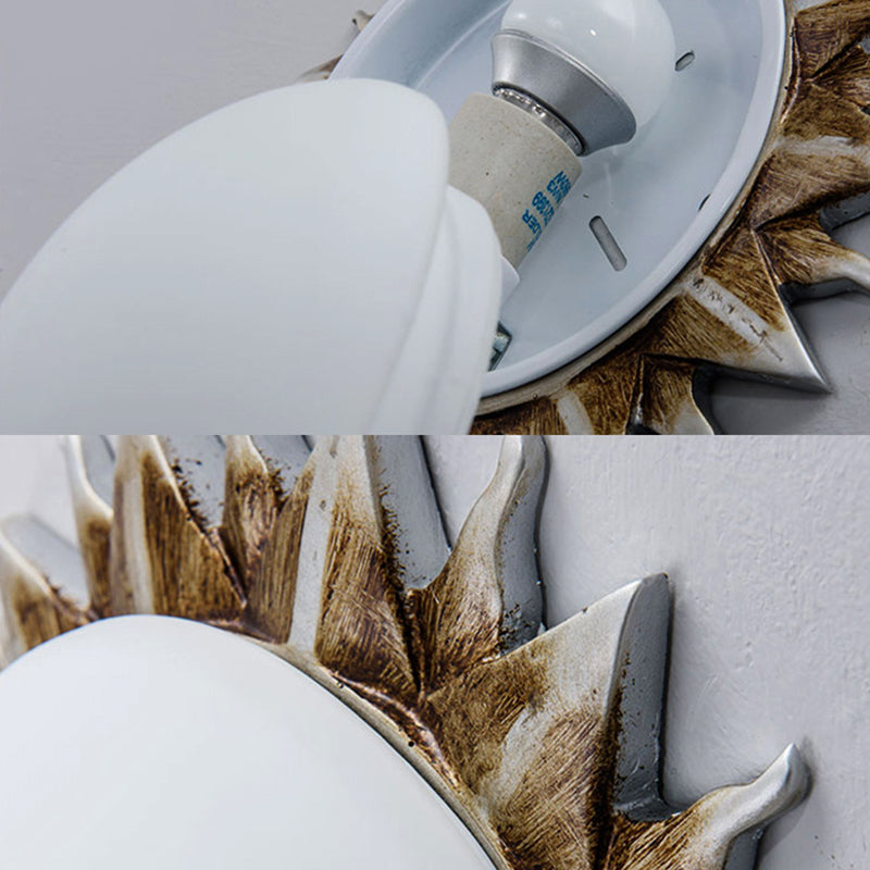 1/3 Lights Sunburst Flush Light Fixture Traditional White Glass Ceiling Mount for Dining Room, 9"/15" Wide