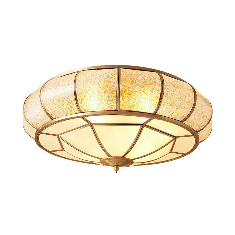 Water Glass Flush Mounted Light Vintage Brass Round Bedroom Ceiling Light Fixture