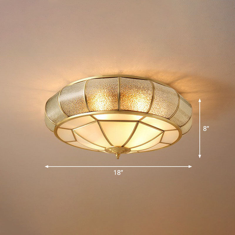 Water Glass Flush Mounted Light Vintage Brass Round Bedroom Ceiling Light Fixture