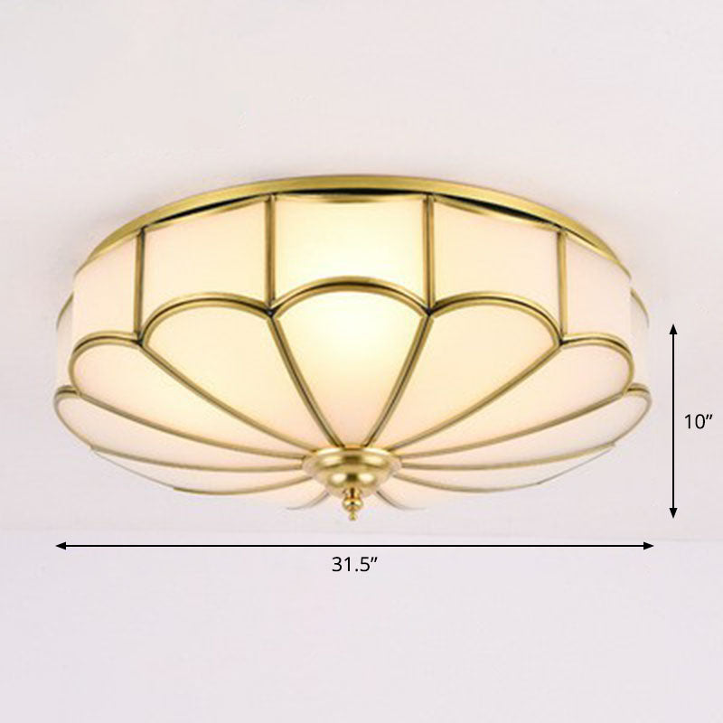 Scalloped Flush Ceiling Light Minimaliste White Glass Flush Mount Lighting Fixture