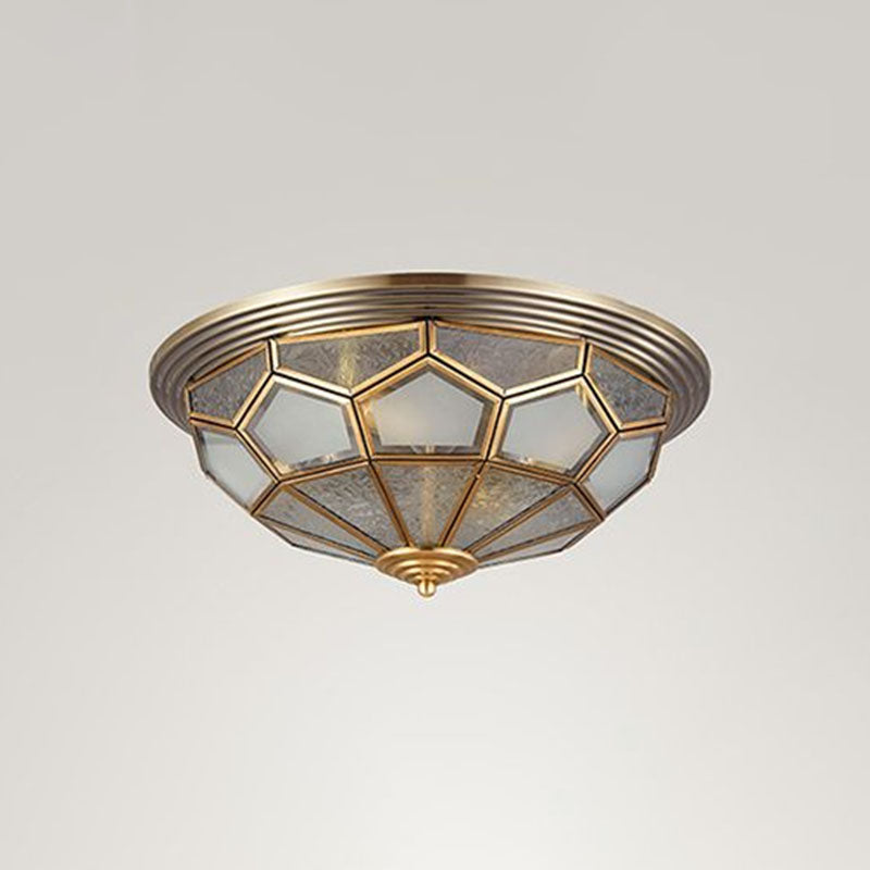Plafonnier encastré pour allée en forme de dôme, lampe encastrée en laiton et verre givré de style colonial