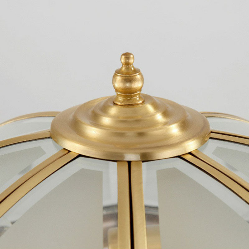 3 Lumières Cébullition hémisphérique Fixture coloniale Style Colonial Brass Frosted White Glass Flush Mount Lamp