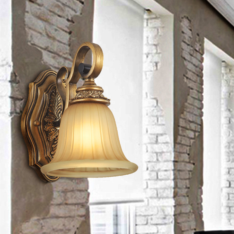 Prismatic Glass Gold Wall Sconce Bell Shade 1-Light Traditional Sconce Light for Foyer