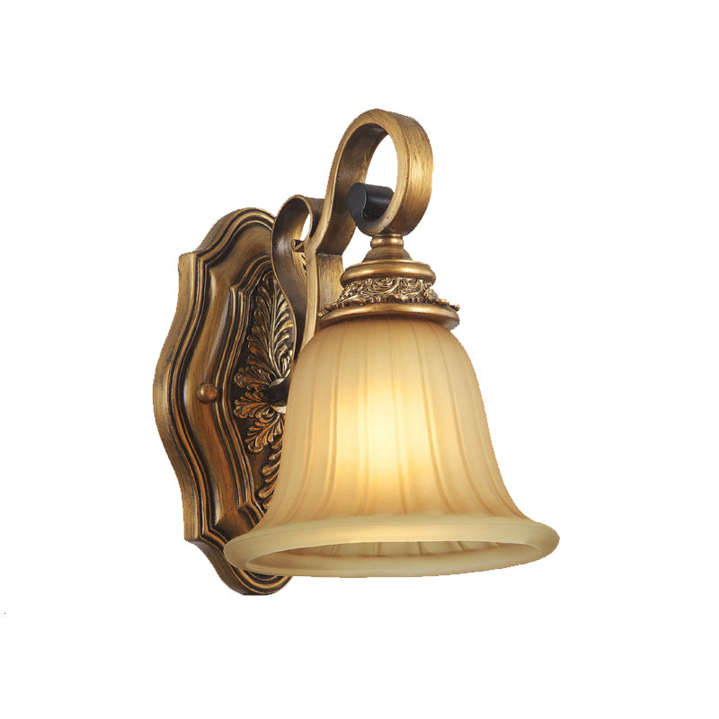Prismatic Glass Gold Wall Sconce Bell Shade 1-Light Traditional Sconce Light for Foyer