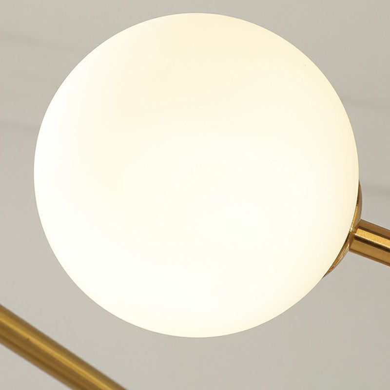 Molecule kroonluchter met messing afwerking Eenvoud 8 lampen Metalen ophanglamp met bolglazen kap