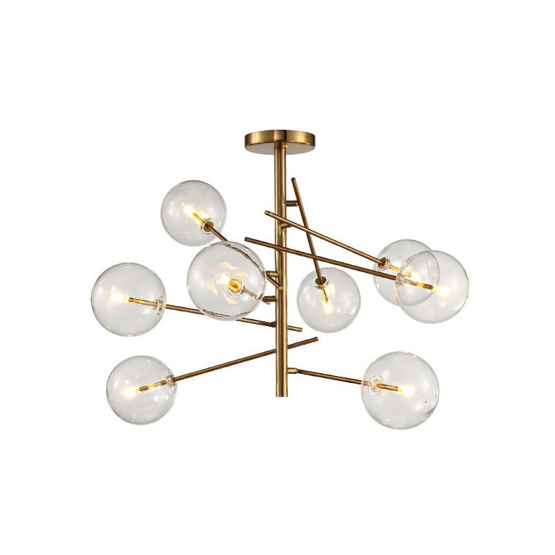 Ball Restaurant Chandelier Clear Glass Postmodern Style Suspension Light in Gold