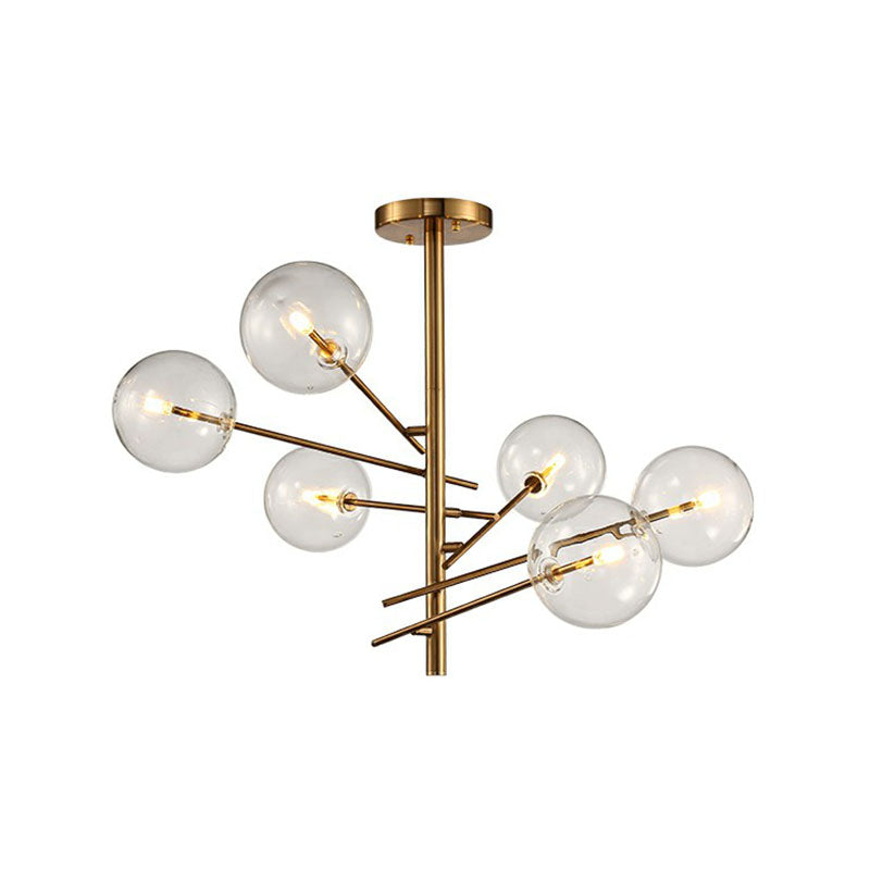 Ball Restaurant Chandelier Clear Glass Postmodern Style Suspension Light in Gold