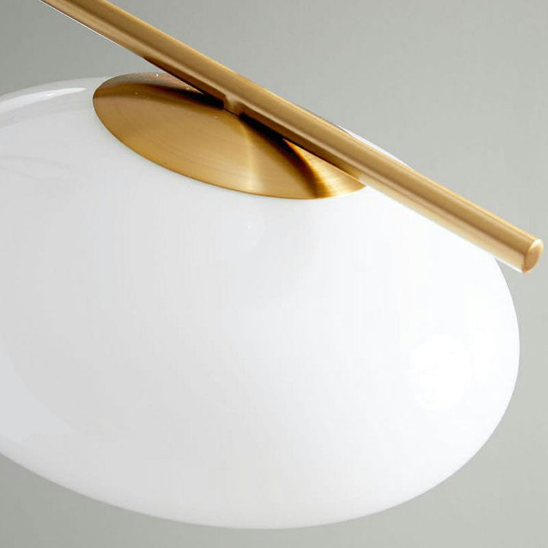 Lámpara de lámpara minimalista techo ovalado de techo ovalado con sombra de vidrio crema