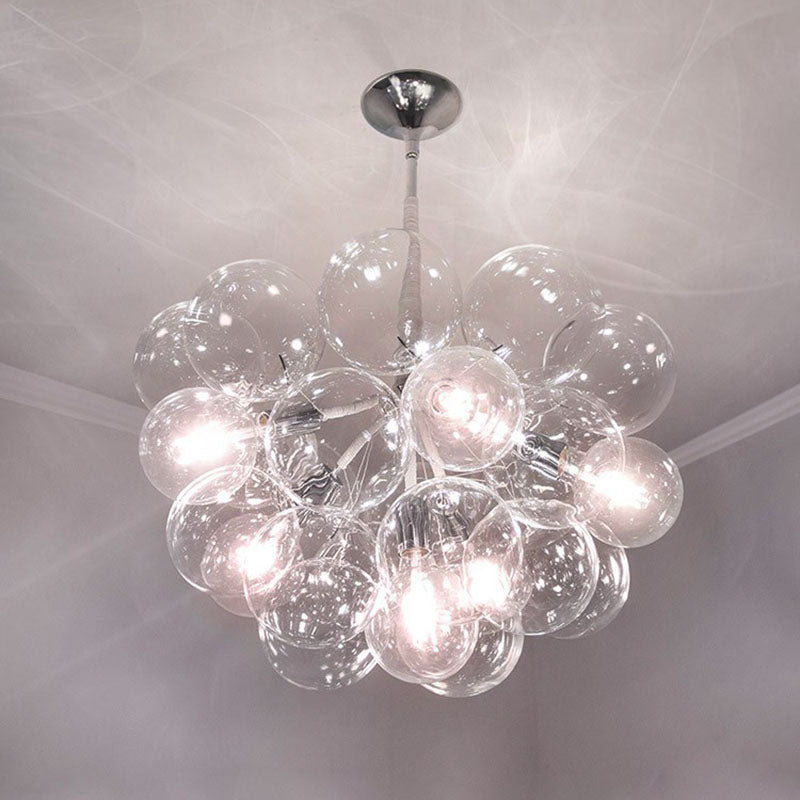 Bubble Chandelier Lighting Minimalist Transparent Glass Suspension Light for Living Room
