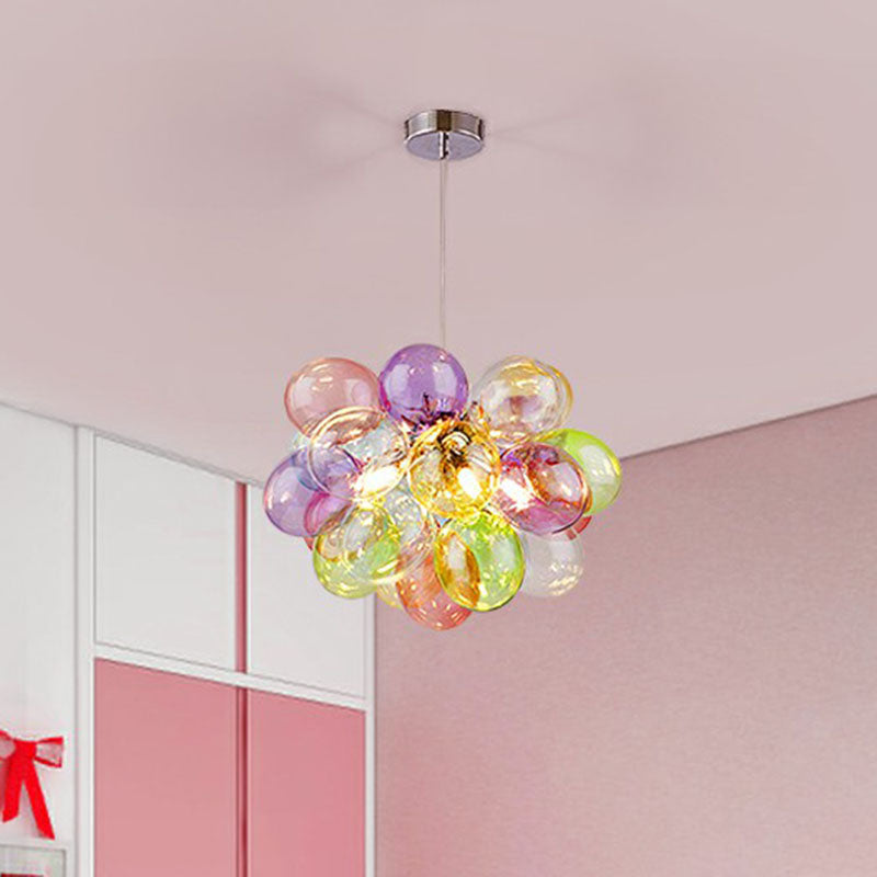 Palloncini per bambini lampadario lampadario multicolore in vetro a led lampada appesa in acciaio inossidabile
