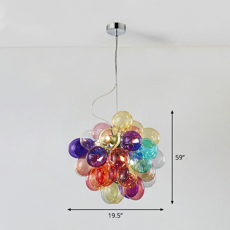 Palloncini per bambini lampadario lampadario multicolore in vetro a led lampada appesa in acciaio inossidabile