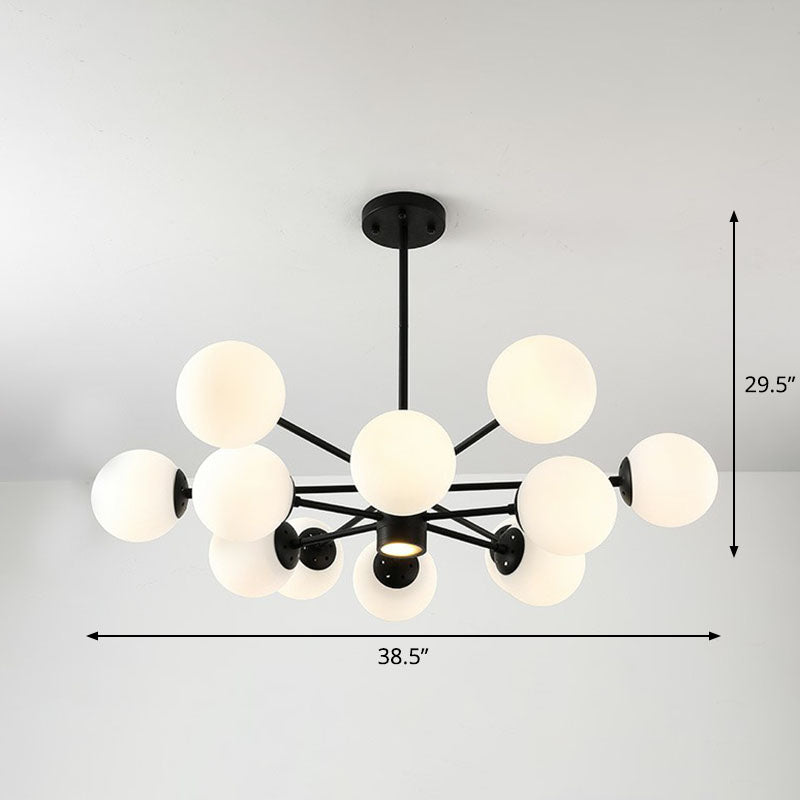 Black Bubbles Chandelier Lighting Nordic Frosted White Glass Suspension Light for Dining Room