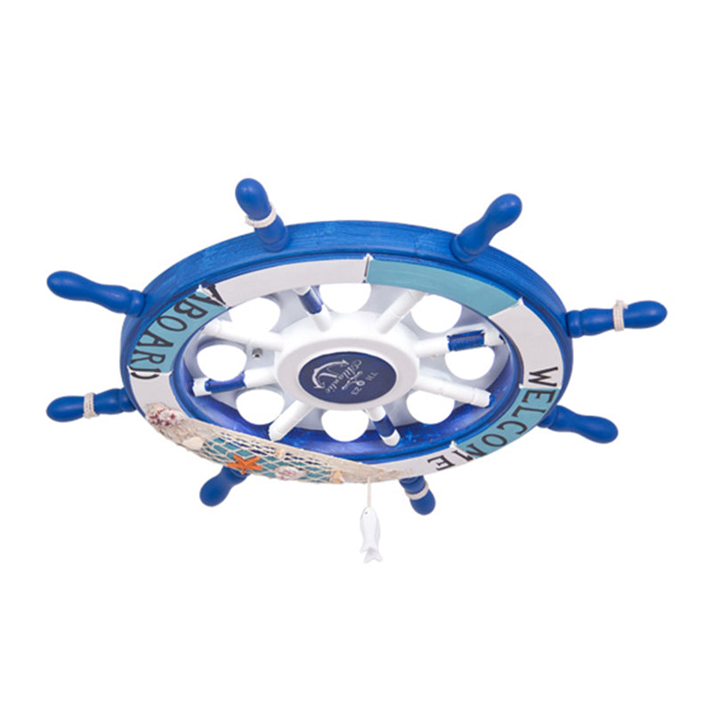 Rudder Kids Room LED Flush Mount Wooden 8 Heads Mediterranean Ceiling Flush Light