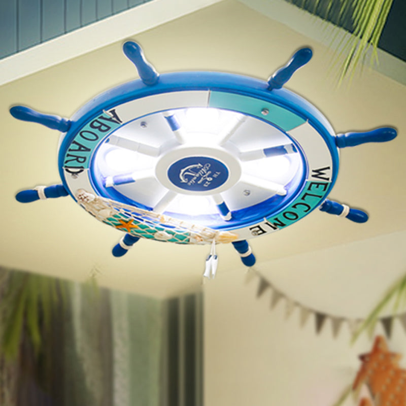 Lampada da incasso a soffitto mediterranea a 8 teste in legno con montaggio a incasso per bambini Rudder Kids Room