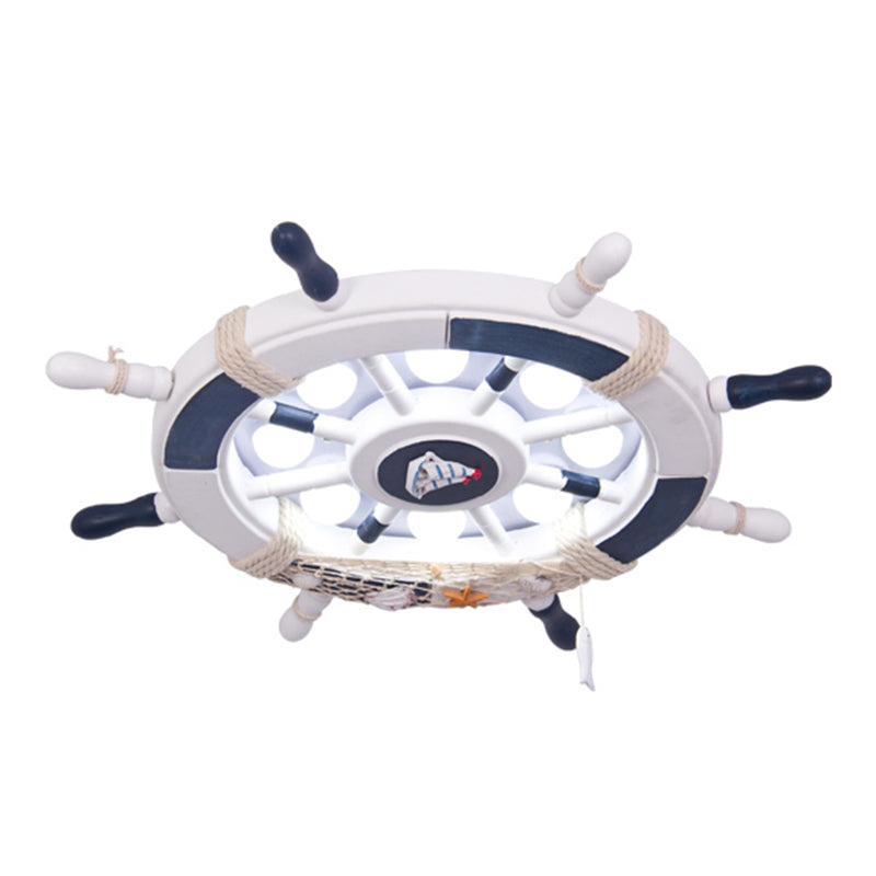 Rudder Kids Room LED Flush Mount Wooden 8 Heads Mediterranean Ceiling Flush Light
