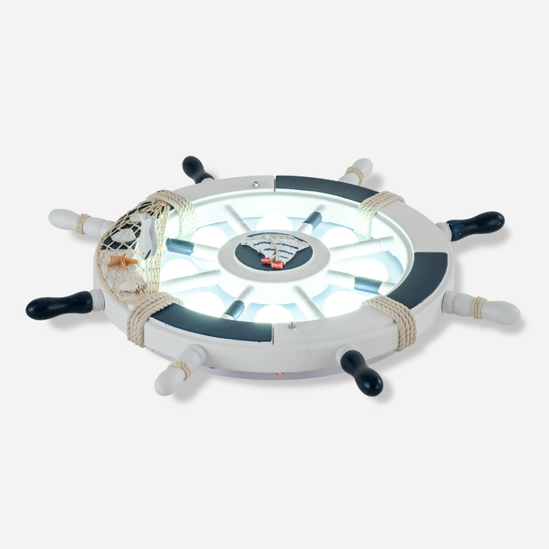 Plafonnier en bois Rudder pour enfants, plafonnier LED à 8 ampoules avec décoration en résille