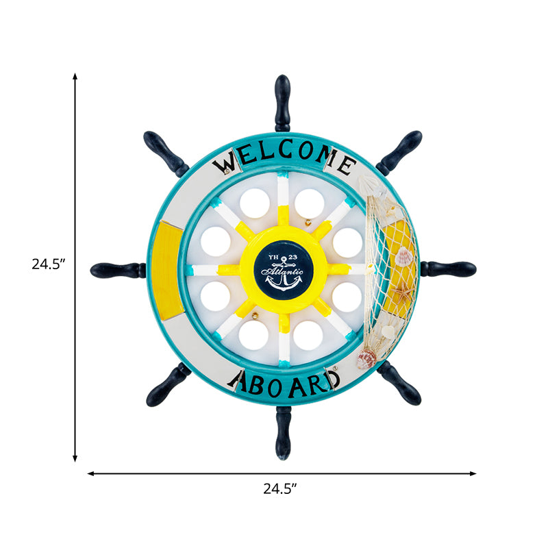 Plafonnier en bois Rudder pour enfants, plafonnier LED à 8 ampoules avec décoration en résille