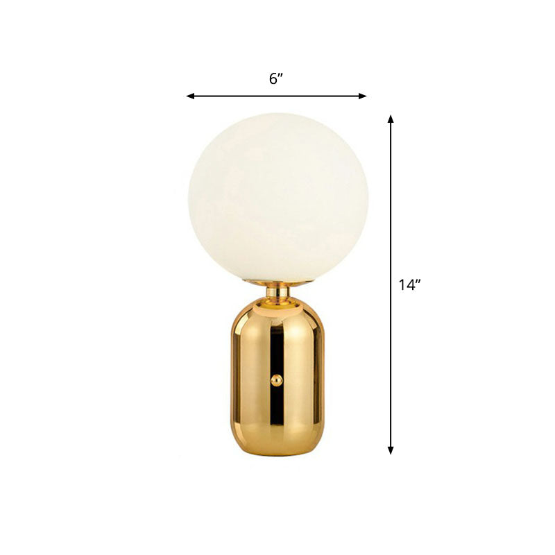 Tavolo da notte capsule chiacchierata in metallo postmoderno 1 lampadina per bambini lampada da comodino con sfumatura in vetro bianco