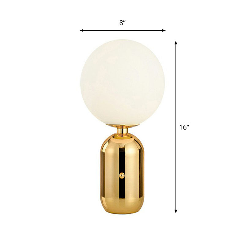 Tavolo da notte capsule chiacchierata in metallo postmoderno 1 lampadina per bambini lampada da comodino con sfumatura in vetro bianco