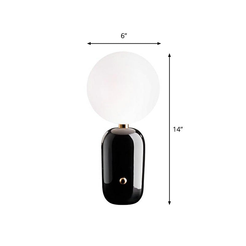 Tavolo da notte capsule chiacchierata in metallo postmoderno 1 lampadina per bambini lampada da comodino con sfumatura in vetro bianco