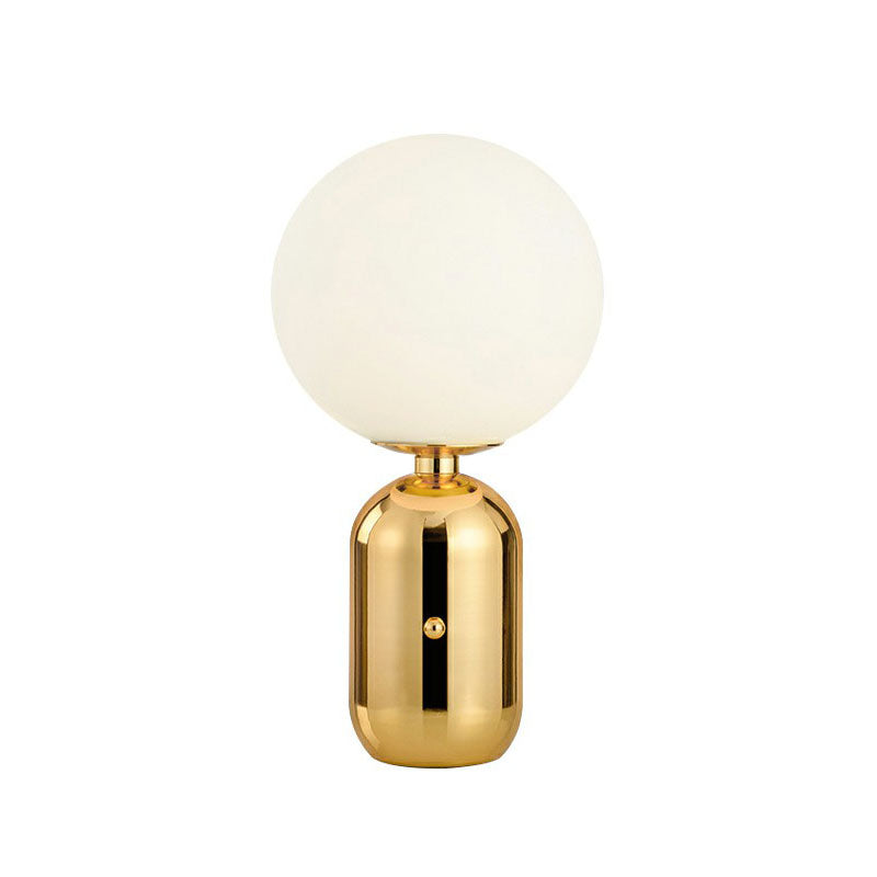 Tavolo da notte capsule chiacchierata in metallo postmoderno 1 lampadina per bambini lampada da comodino con sfumatura in vetro bianco