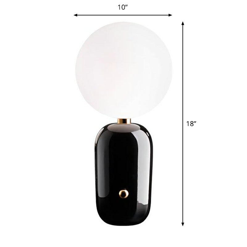 Tavolo da notte capsule chiacchierata in metallo postmoderno 1 lampadina per bambini lampada da comodino con sfumatura in vetro bianco