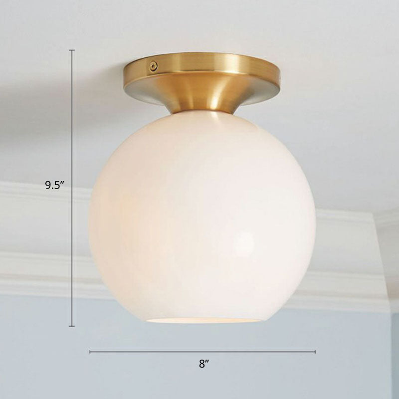 Minimalist Geometric Flushmount Light Glass 1 Bulb Balcony Semi-Flush Mount Ceiling Light