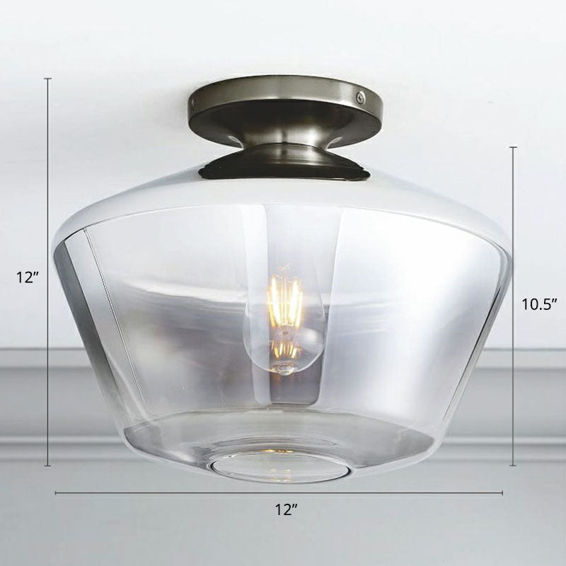 Minimalist Geometric Flushmount Light Glass 1 Bulb Balcony Semi-Flush Mount Ceiling Light